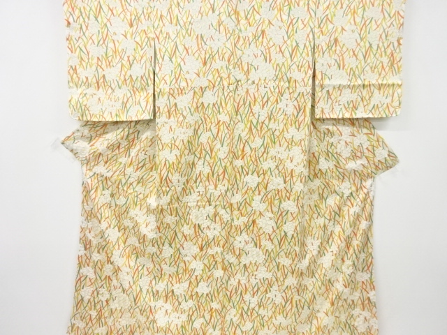 JAPANESE KIMONO / VINTAGE KOMON KIMONO / FLORAL PLANTS